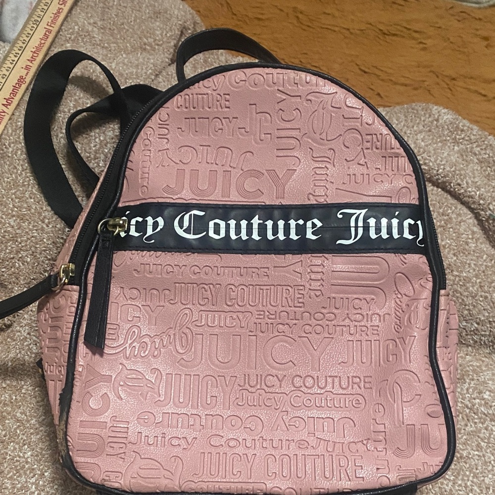 Juicy Couture Pink Embossed Logo Mini Backpack with Black Accent